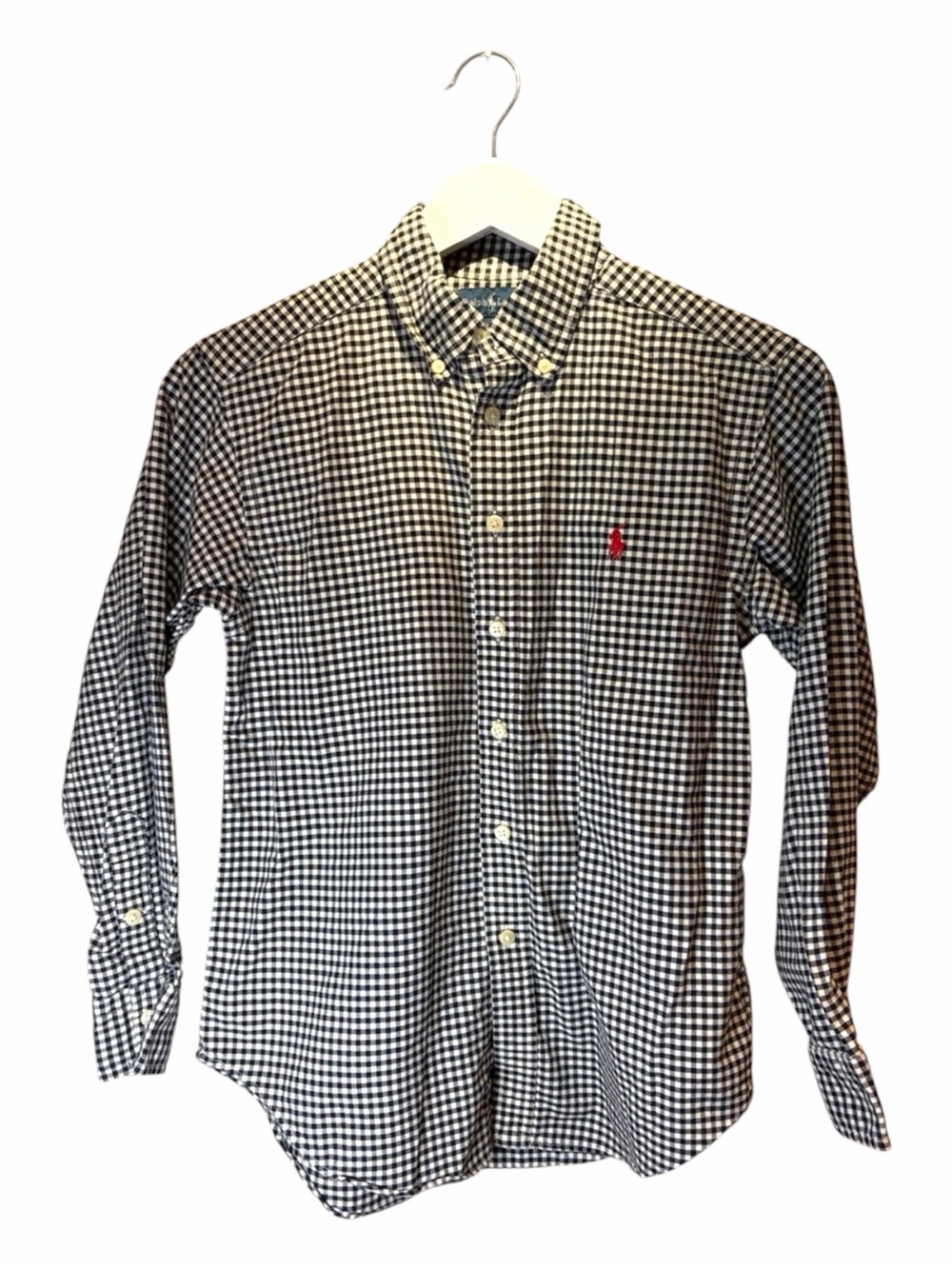 Ralph Lauren Boy’s Gingham Checker Print Black Size Medium Broadcloth